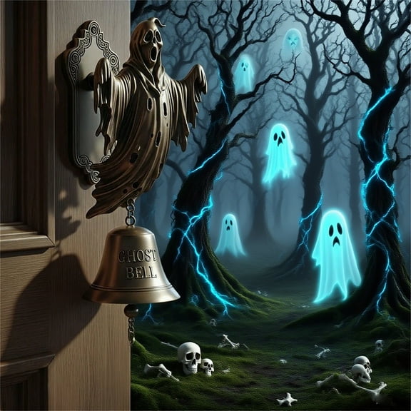 Halloween Doorbell Decoration, Pumpkin Man Ghost Ornament, Spooky Outdoor Indoor Halloween Decor, Easy to Hang, Durable Material, Frightful Entrance Accent for Trick-or-Treaters