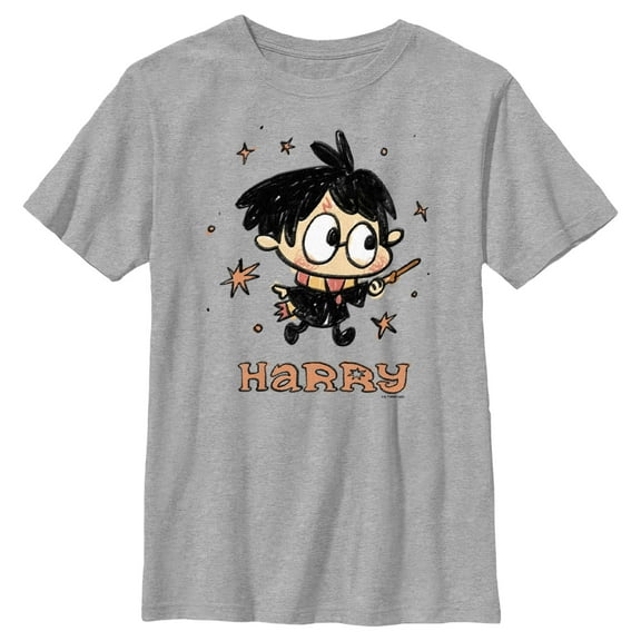 Boy's Harry Potter Starry Cartoon Harry  Graphic Tee Athletic Heather X Large