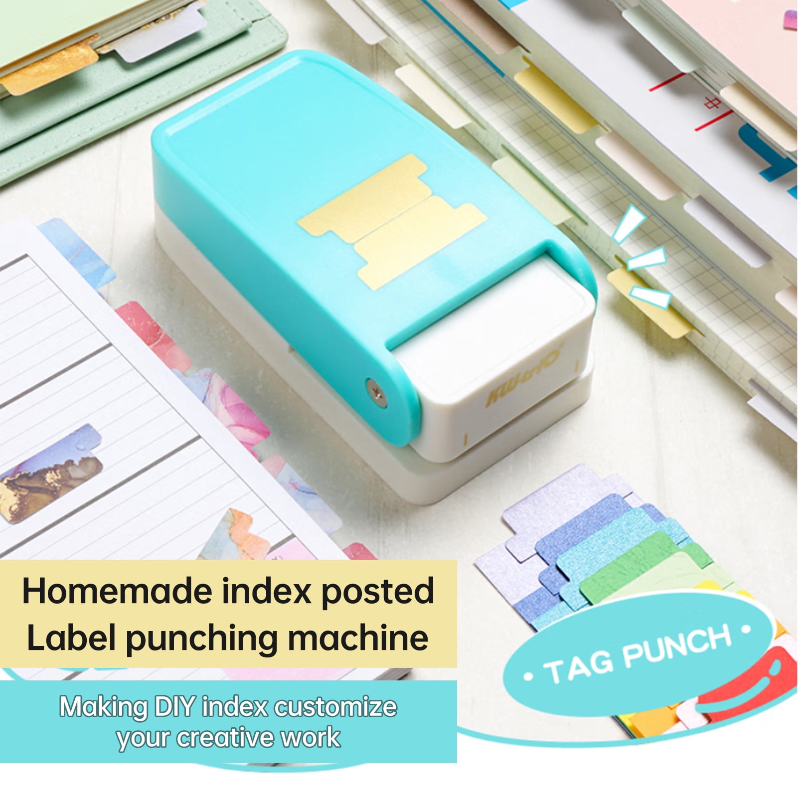 BQJ-04 Tab Punch Loose- Separator DIY Index Sticker Label Puncher Divider Paper Punch Machine Scrapbooking Embossing Tools for Crafts Bookmark Notepad Art Cards