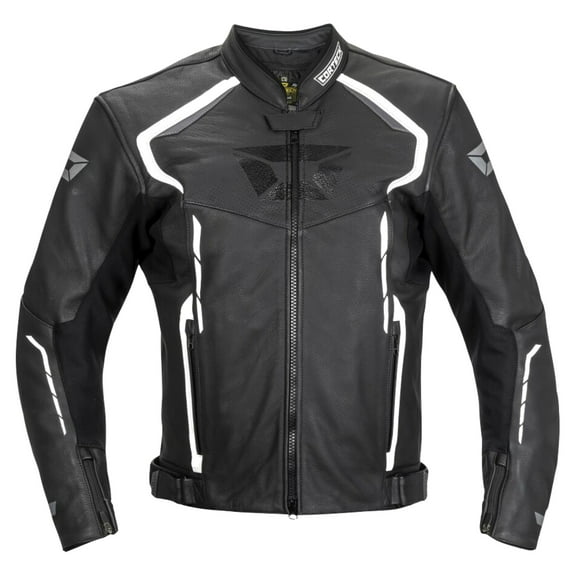 Cortech Chicane Mens Leather Jacket Black/White SM