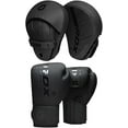 thumbnail image 3 of RDX Boxing Pads and Gloves Set, Maya Hide Leather KARA Hook and Jab Curved Focus Mitts with Punching Gloves for MMA, Muay Thai, Kickboxing Coaching, Martial Arts., 3 of 7