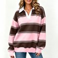 thumbnail image 5 of Womens Striped Oversized Sweatshirt Lightweight Fall Clothes V Neck Sweatshirts Women Long Sleeve Casual Loose Pullover Top Color Block Y2K Outfits Fashion Clothing, 5 of 10
