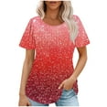 thumbnail image 2 of Otvok Fashionable Women's Casual Short Sleeved Loose Round Neck Solid Color, 2 of 6
