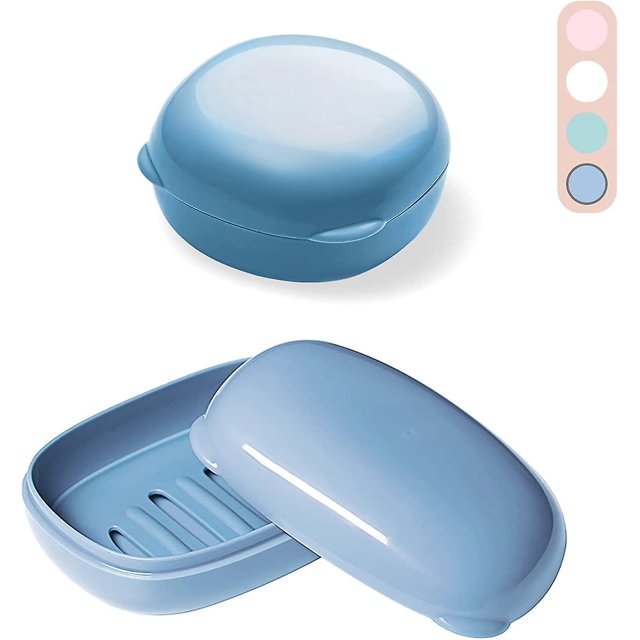 2 piezas de estuche de viaje para jabón, caja de plástico para jabón, jabonera de viaje con tapa, recipiente para jabón, jabonera impermeable para viajes, senderismo, ducha, baño, etc.
