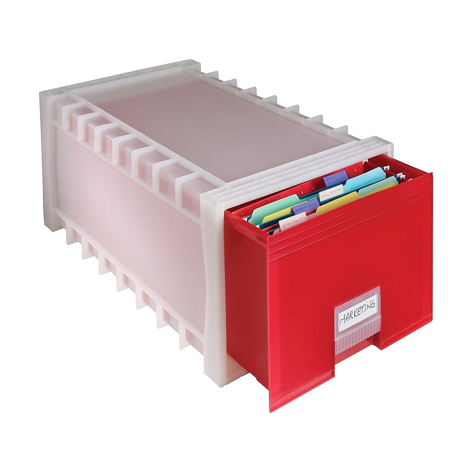 Storex  Plastic Archive Storage Box with Letter & Legal Size & 24 in. Drawer, White & Red - image 2 of 3