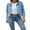 Blue, variant on Womens Denim Jackets Oversize Long Sleeve Solid Color Basic Button Down Jean Jacket Coat with Pockets