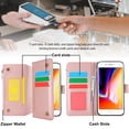 thumbnail image 5 of Allytechgroup Wallet Case for Apple iPhone 8 Plus/ 7 Plus,  Retro [1 Zipper Pocket + 6 Cards Slots] Hand Wrist Shoulder Strap Stand Shockproof iPhone 8 Plus/ 7 Plus Cover Case for Girls Women,Rosegold, 5 of 10