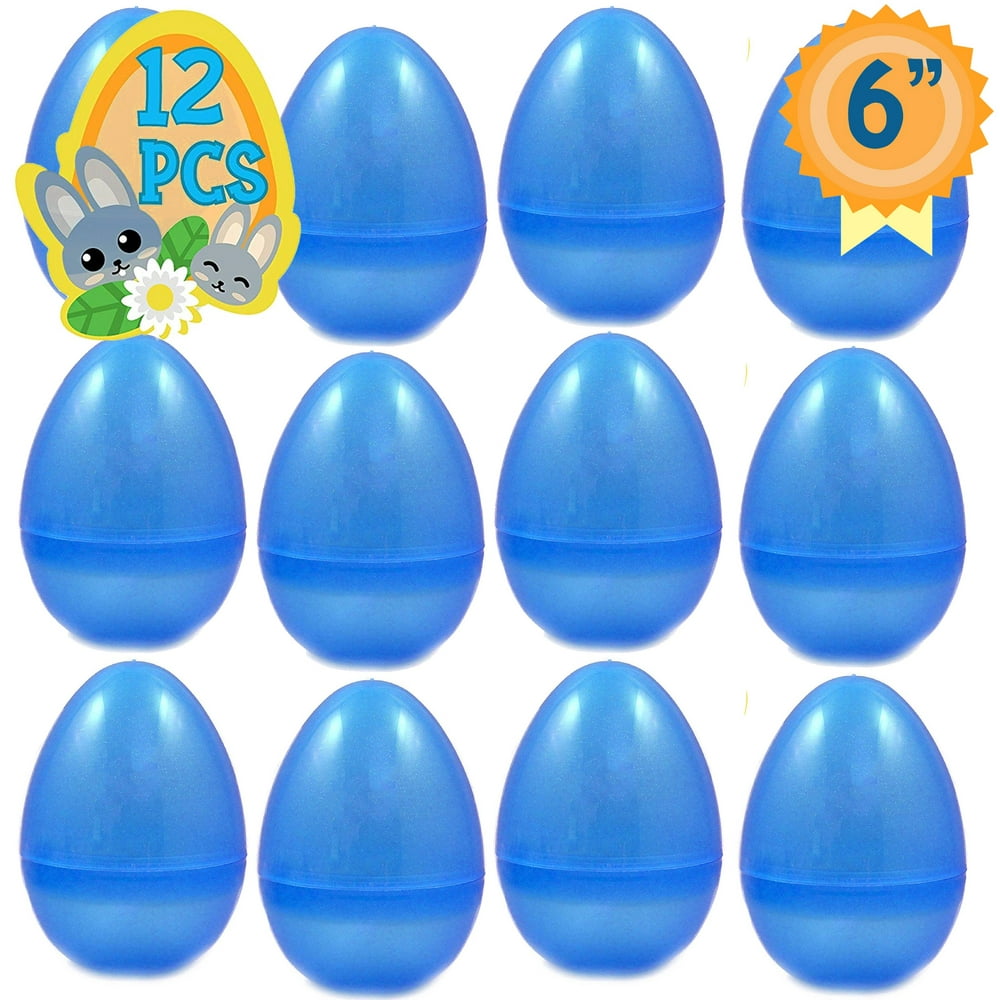 PLAYOLY 12 Jumbo Blue Fillable Plastic Easter Egg Hunt