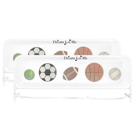 Dream On Me Adjustable Mesh Bed Rail Double Pack Breathable and Durable Fabric Sports Print