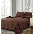 thumbnail image 3 of Celine Linen Holiday Gift Dobby Stripe 1500 Series Percale Wrinkle and Fade Resistant (6-Piece) Bedding Set, Queen, Espresso Brown, 3 of 3