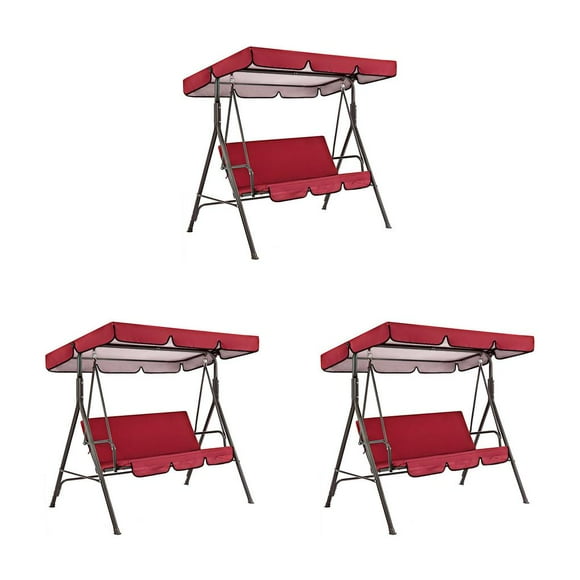 Columpio Bewildely para 3 personas toldo de sombra de sol Rojo 3piezas