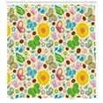 thumbnail image 3 of Ambesonne Cartoon Shower Curtain, Spring Flowers Bugs, 69"Wx70"L, Multicolor, 3 of 3