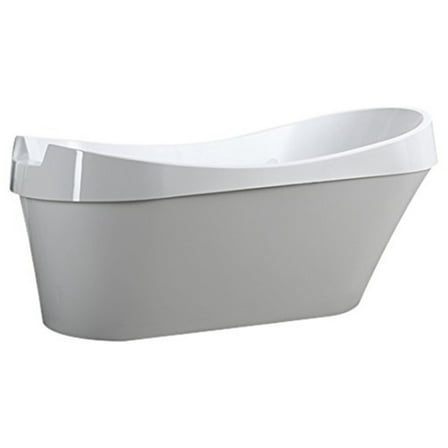 Freestanding Bathtub 69 Inch - Modern Soaking Tub, Glossy White Bathroom Tub