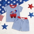 thumbnail image 3 of HCNTES Baby Boy Girl Outfit Flag Embroidery Short Sleeve T Shirt And Shorts Outfits Set Toddler Girls Boys Summer Clothes for 2T 3T 4T 5T 6T Kid(D01-Blue,6-12 Months), 3 of 5