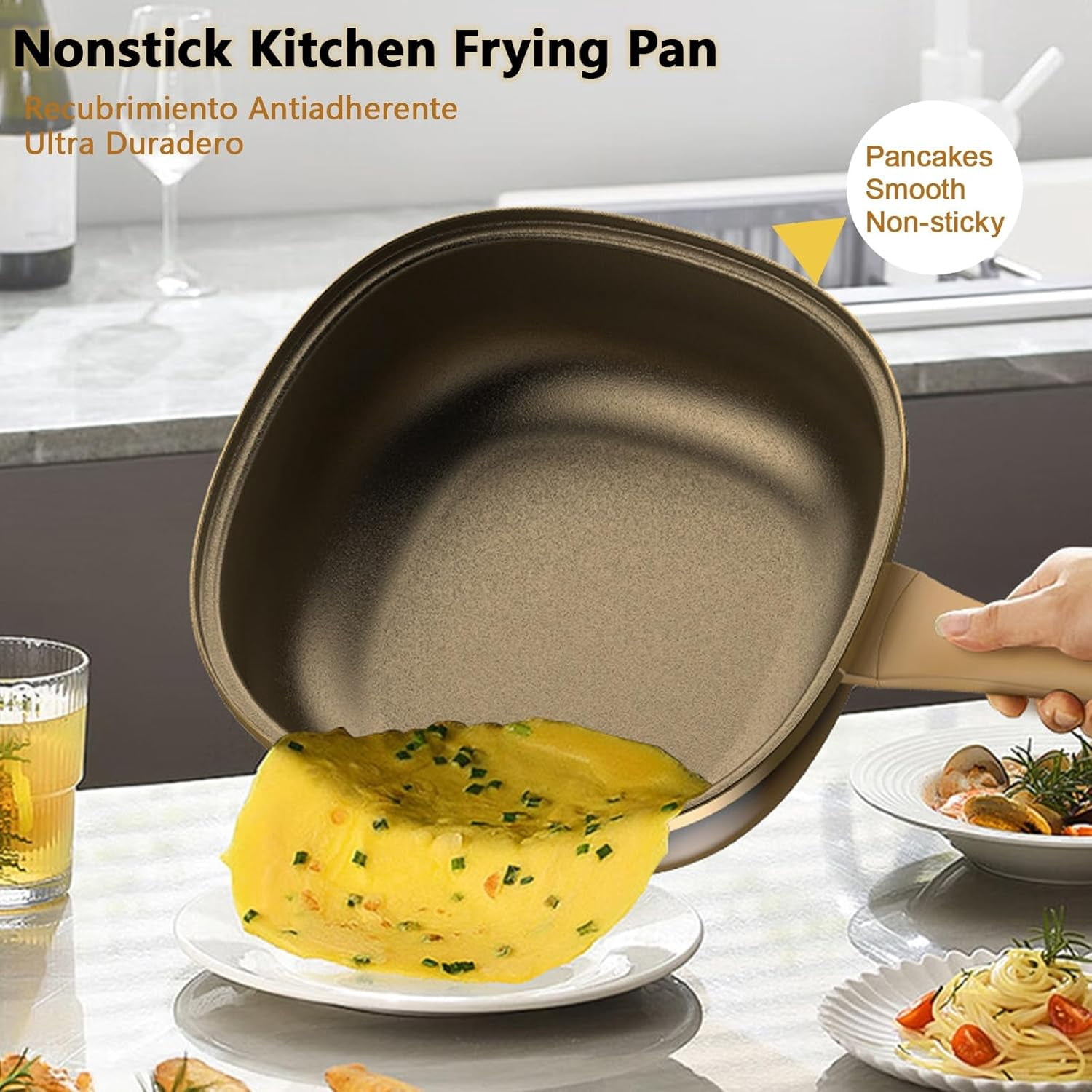 12in Titanium Alloy Non-Stick Pot with Lid, Titanium Pans for Cooking with Steamer, Non Stick Frying Saute Pan with Ergonomic Stay-Cool Handles Cookwarefor Cooking, Frying, Baking(No Steamer)