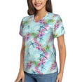 thumbnail image 5 of Yiaed Dragonfly Floral Print Women's T Shirt V-Neck Short Sleeve Shirt Casual Breathable Tee Summer Tops-Small, 5 of 5