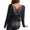 Black, variant on yunLCZ Women's Button Down Shirts Women's Spring Solid Color Splicing Butterfly Lace Sexy Hollow Back Ribbed Long Sleeve T Shirt Spring Summer Outfits 2604