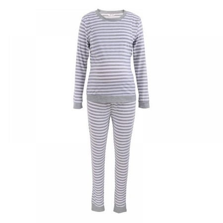 

Maternity Pajama Set Striped Breastfeeding Sleepwear Double Layer Long Sleeve Top & Pants Pregnancy Pajama Set Winter Nursing Home Clothes