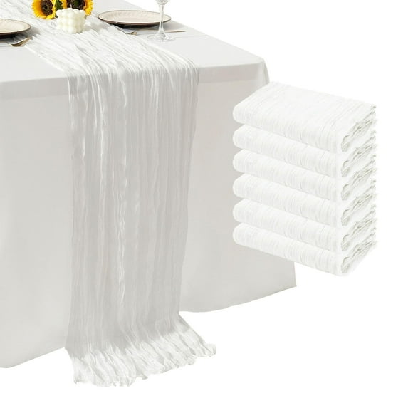 Estopilla blanca Table Runner Seveups de 10 pies (3 m), paquete de 6