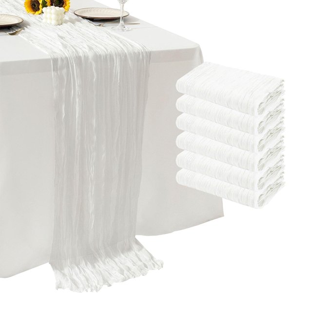 Estopilla blanca Table Runner Seveups de 10 pies (3 m), paquete de 6