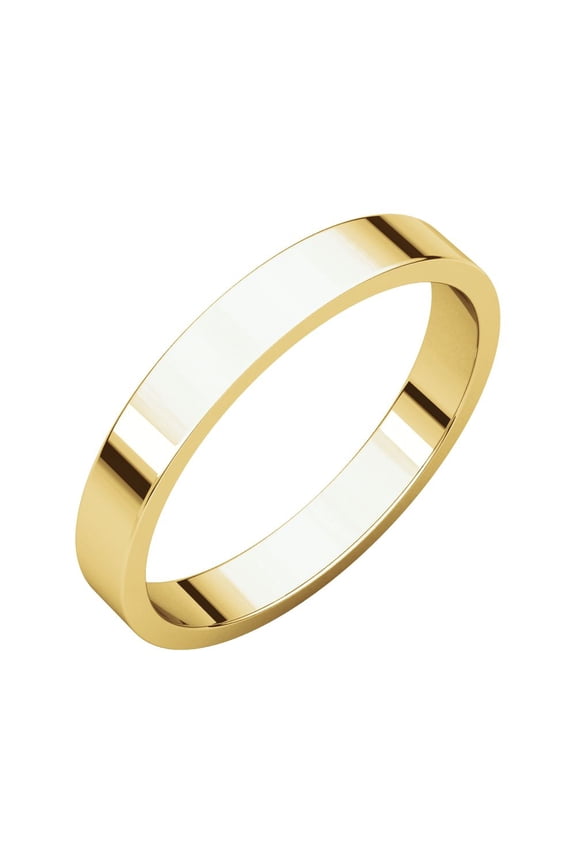 18K Yellow Gold 3mm Flat Bridal Wedding Ring Band Size 7