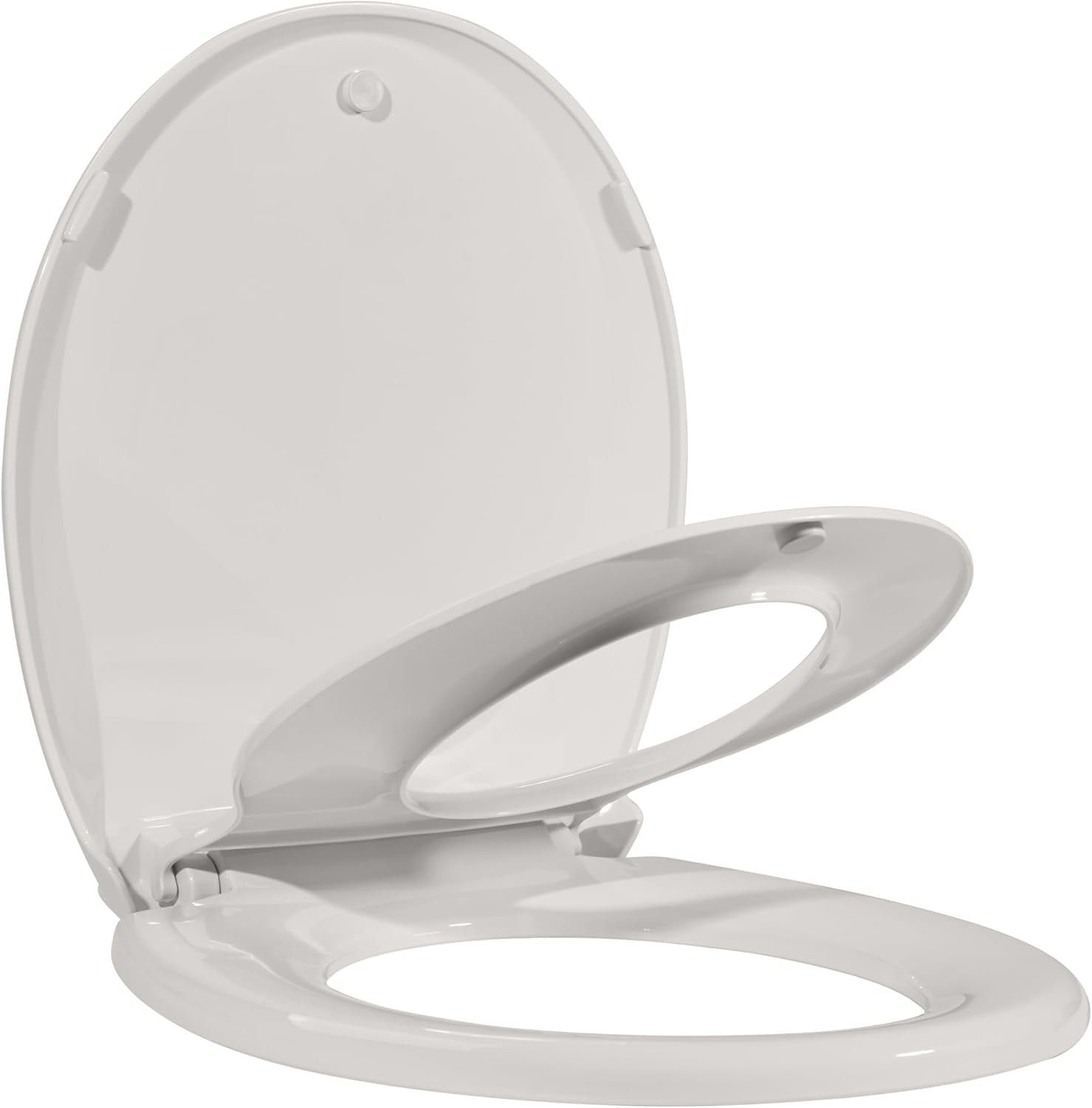 Toilet Seat With Toddler Seat Built In, Round Toilet Seat for Potty Training, Fits Both Adults and Children, Slow Close and Magnetic Closure - Ideal for Family Bathroom(Round Biscuit)17''