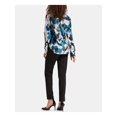 thumbnail image 3 of DKNY Womens Abstract Print Button Down Blouse, Black, X-Small, 3 of 4