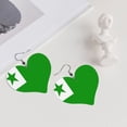thumbnail image 5 of Leather Heart Earrings Dangle For Women Flag Of Esperanto Love Earrings Drop For Women, 5 of 6