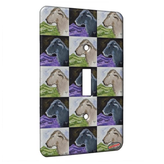 KuzmarK™ Single Gang Toggle Switch Wall Plate - Irish Wolfhound in Summer Landscape Dog Pattern Art by Denise Every