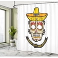 thumbnail image 5 of Ambesonne Day of Dead Shower Curtain, Skull with Sombrero, 69"Wx84"L, Yellow White Ivory, 5 of 5