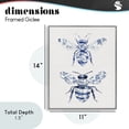 thumbnail image 3 of Toile Patterned Bees Gray Framed Giclee Art, design by Lettered and Lined, 3 of 9