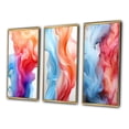 thumbnail image 3 of Designart "Blue and Red Liquid Ink Composition" Minimalism Framed Wall Art Set Of 3 - Blue Abstract Minimalism Frame Gallery Wall Set For Home Decor, 3 of 6