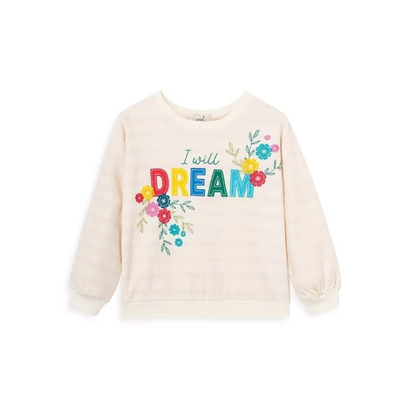 Peek Sweatshirt Little Girl's 2 White Stretch Embroidered Dream Pullover JDM1049