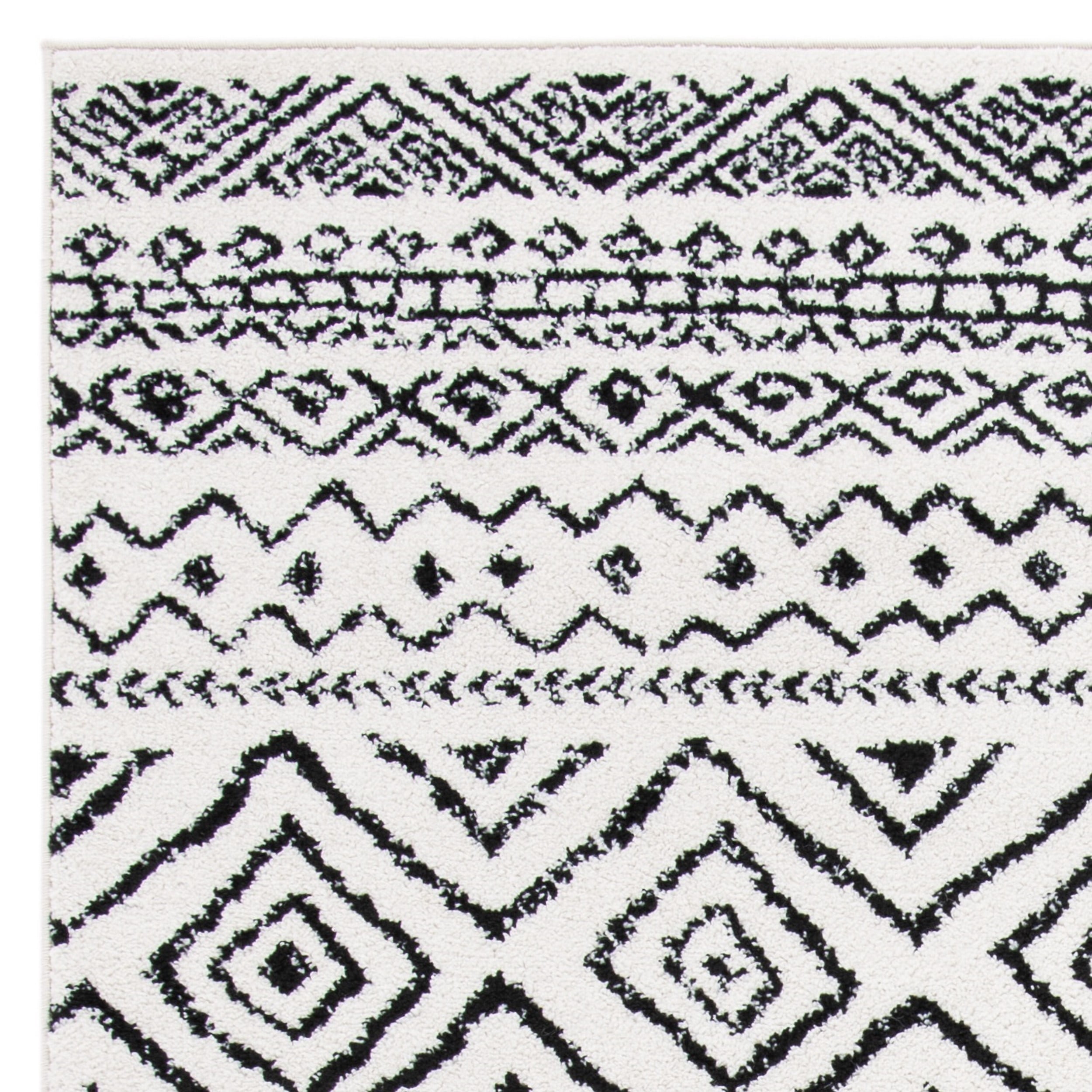 SAFAVIEH Tulum Merletta Moroccan Geometric Area Rug, Ivory/Black, 9' x 12'