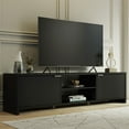 thumbnail image 1 of Madesa TV Stand Large Media Console with Cable Management for 65, 75 Inch Media Storage Gaming Living Room Entertainment Center Modern Wooden Television Cabinet - Black, 1 of 5