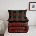 thumbnail image 5 of Manfei Rustic Check Queen Comforter Set,Vintage Plaid Comforter Sets Queen,Green Red,Black Reversible,3pcs,1 Comforter and 2 Pillowcases,3pcs,1 Comforter and 2 Pillowcases, 5 of 7