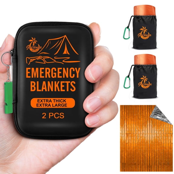 Guijinga Emergency Blankets for Survival, 2-Pack/4-Pack Space Blankets, Gigantic & Extremely Thick Survival blanket, Suitable for Outdoor Survival, Camping, and Hiking BE27
