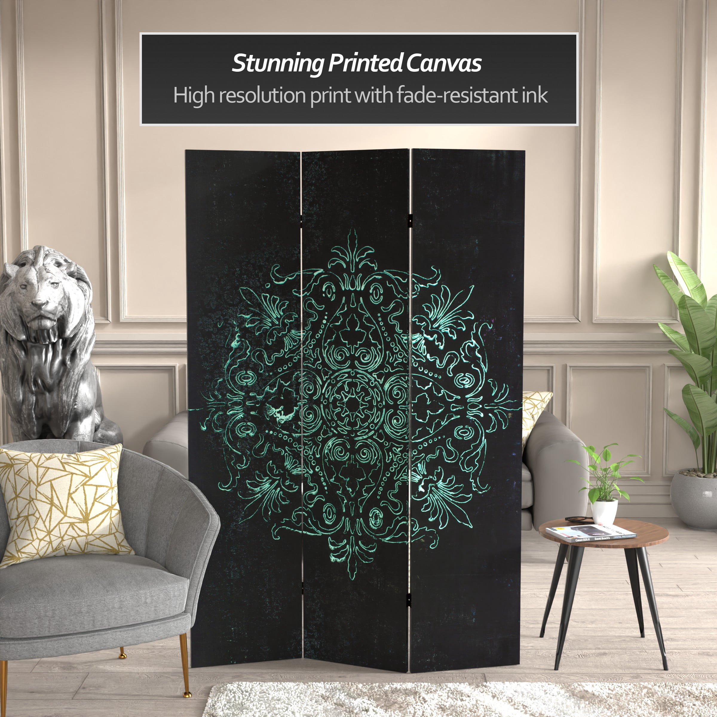 6 ft. Tall Double Sided Sacred Geometry Canvas Room Divider