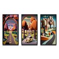 thumbnail image 2 of Designart "Rustic Mountains Road Through the Wilderness I" Abstract Landscape Framed Wall Art Set Of 3 - Pink Abstract Landscapes Frame Canvas Set For Living Room Decor, 2 of 6