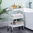 thumbnail image 3 of 3 Tier Rolling Cart, Screw  Metal Utility Cart, Easy Assemble Storage Trolley with Locking Wheels, for Home Office Classroom, 3 of 8
