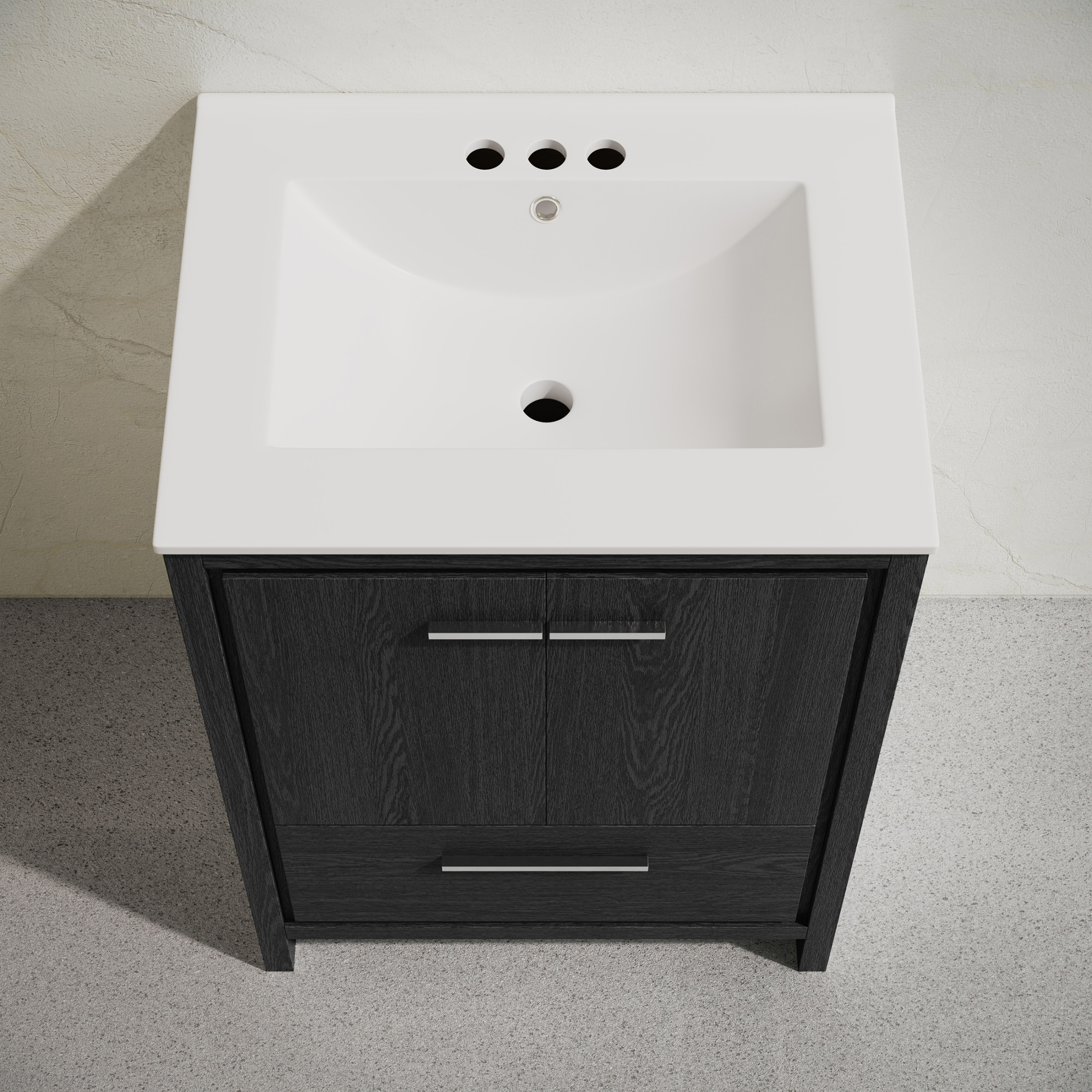 Virage 24" Freestanding Bathroom Vanity in Black Oak with 3-Hole Centerset Sink Top