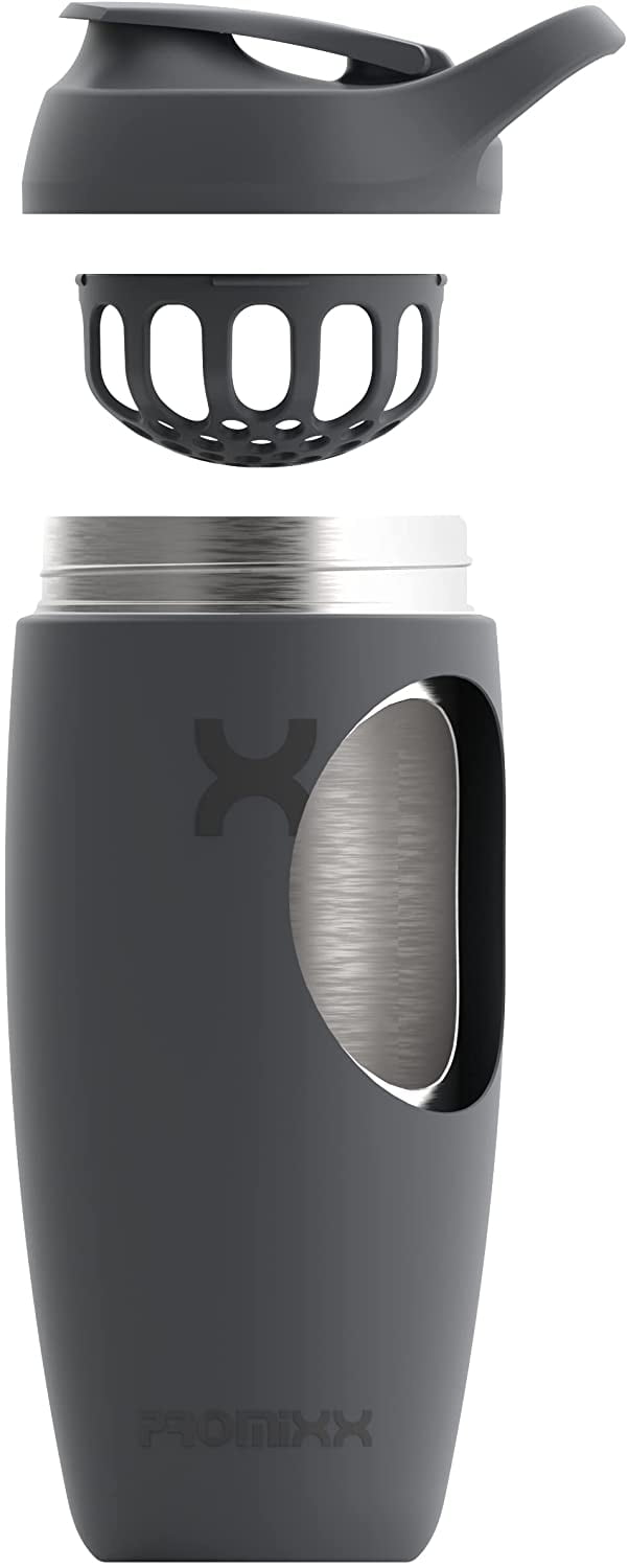 Promixx Protein Shaker Bottle - Premium Stainless Steel Cup (18oz, Graphite Gray)