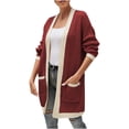 thumbnail image 1 of Pntutb Mujer Moda Color a juego Mangas largas Punto Cardigan Suelto tops Blusa Suéter Pntutb Pntutb-4992, 1 of 4