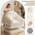 thumbnail image 2 of Yaheetech 2-in-1 Convertible Chair Bed Folding Sleep Chair Chenille Couch with Armrests Plush Bean Bag Chair for Living Room, Beige, 2 of 7