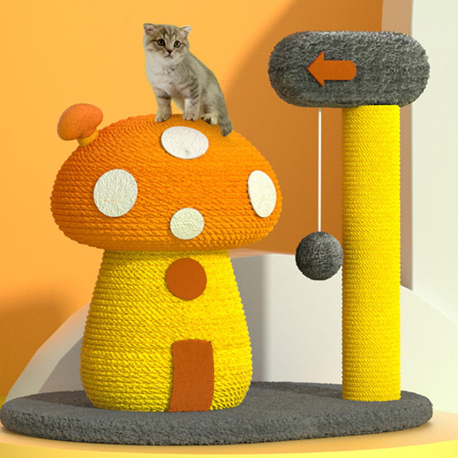 Bvdfgk Funny Sisal Cat Scratching Post Climbing Tree Pet Activity Interactive Toy - Mushroom Color B