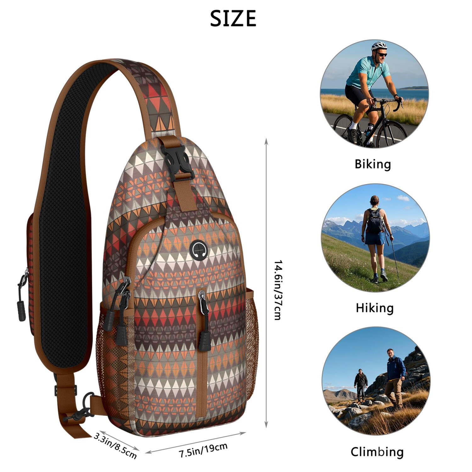 Strawberry Sling Backpack with Cute Red and Sweet Fruit Print – Water-Resistant Crossbody Shoulder Bag with Adjustable Reversible Strap, Anti-Theft Pocket, Breathable Back, Perfect for Str