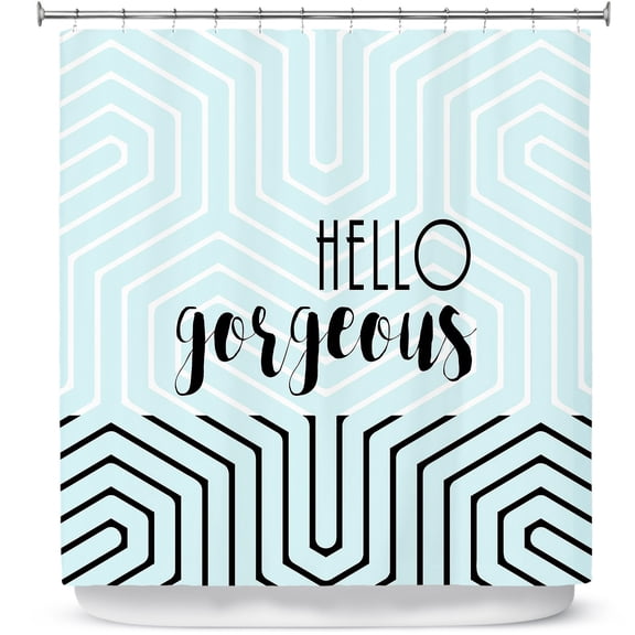 Shower Curtains 70" x 73" from DiaNoche Designs by Zara Martina - Hello Gorgeous Geo Pattern Blue
