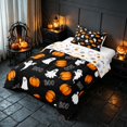 thumbnail image 2 of Homewish Halloween Boo Ghost Twin Comforter Sets, Classic Pumpkin Lantern Bedding Set, Black Orange White, Pumpkin Bat Reversible, 2 Pieces 1 Comforter and 1 Pillowcase, 2 of 5
