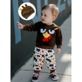 thumbnail image 5 of Qmyliery Baby Boy Thanksgiving Outfits Long Sleeve Turkey Sweatshirt + Pants + Hat Set Toddler Clothes, 5 of 9