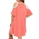 thumbnail image 3 of Vestido casual de verano con hombros descubiertos y manga corta con encaje y estampado Forgive para mujer Pompotops  ghjkhdj14527, 3 of 8